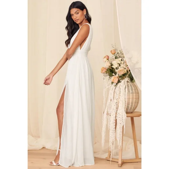 LULUS Heavenly Hues White Maxi Dress Large